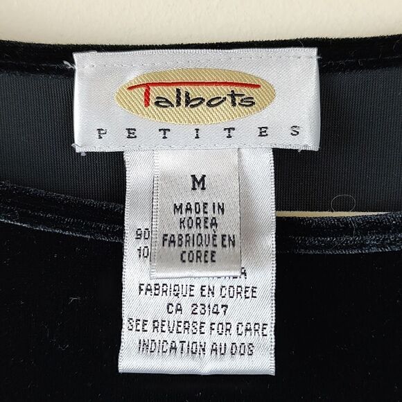 Talbot's Petites 3/4 Length Sleeve Black Velvet Blouse Top Size MP - Picture 2 of 8